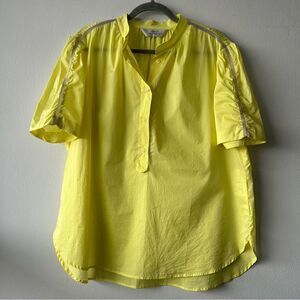 Max Volmary Host Pick 🍒 Light Yellow Poplin Shirt Short Sleeve Shoulder Details